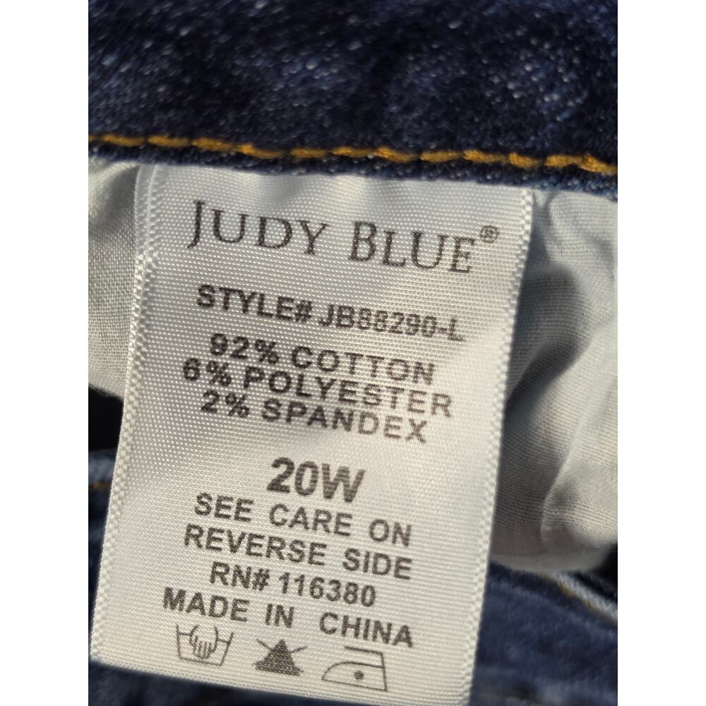 Judy Blue Jeans Womens 20W Blue Slim Bootcut Distressed Hem Vent Stretch Denim - Picture 4 of 10